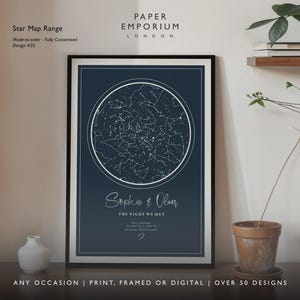 Gepersonaliseerde print nachtelijke hemel, aangepaste sterrenkaart poster, Night We Met verjaardagscadeau, huwelijkscadeau, sterrenbeeld print, locatiecadeau afbeelding 17