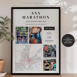 Personalised Marathon Map Print: Custom Finisher Gift, Any Race or Belfast