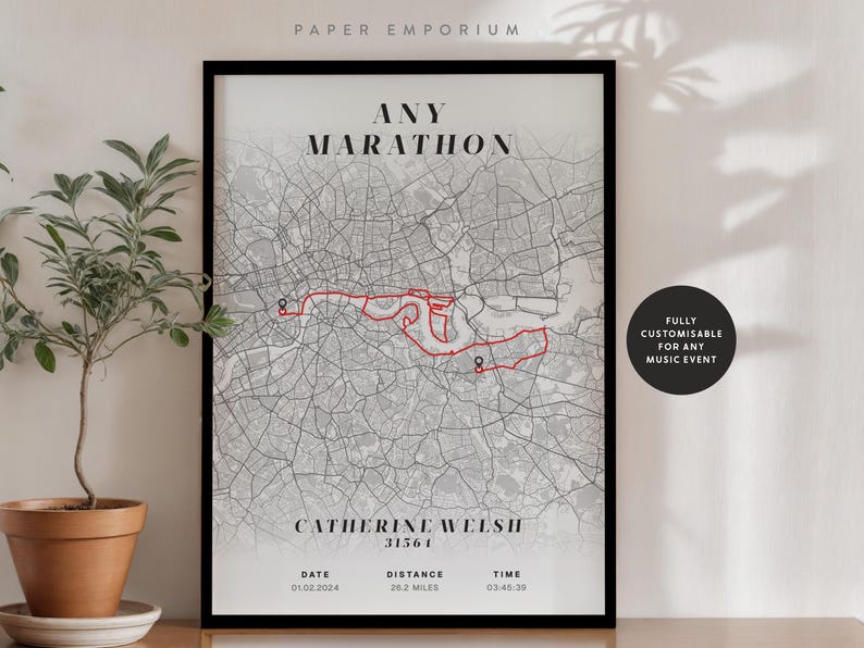 Personalised Marathon Completion Map: Runner Gift, New York or Any Race image 7