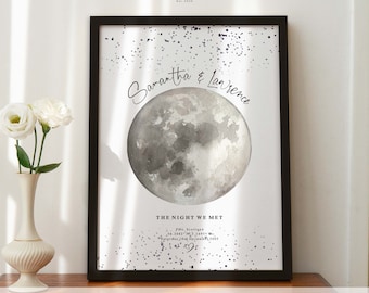 Regalo único con impresión lunar: para aniversario, boda o cualquier evento: fase lunar, regalo de boda, regalo de casados para ella, impresión de pareja