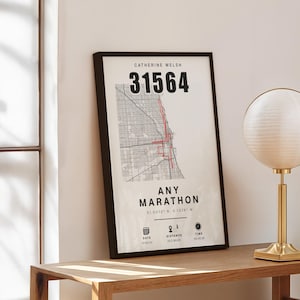 Personalised Marathon Completion Map: Chicago or Any Race, Runner Gift