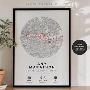 Personalised Marathon Completion Map: Runner Gift, New York or Any Race image 8
