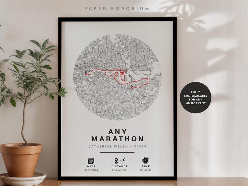 Personalised Marathon Completion Map: Runner Gift, New York or Any Race image 8