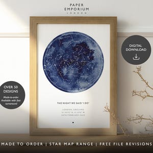 Mappa stellare personalizzata "La notte in cui abbiamo detto 'Lo voglio', regalo di anniversario "La notte in cui ci siamo incontrati", stelle nel cielo notturno, stelle sopra, regalo di costellazione nuziale n. 308