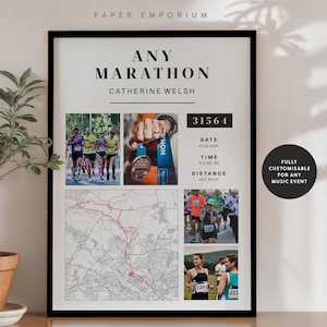 Mapa personalizado de conclusão de maratona: Leeds, Londres ou qualquer corrida