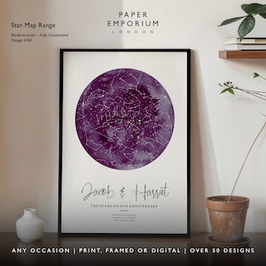 Stampa mappa stellare personalizzata, notte in cui ci siamo incontrati, anniversario, stelle nel cielo notturno, poster mappa stelle sopra, stampa costellazione matrimonio regalo n. 038