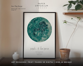 Personalised Star Map Print, Night We Married, When We Met, Stars The Night Sky Stars Above Map Poster Wedding Constellation Print Gift #011