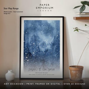 Gepersonaliseerde print nachtelijke hemel, aangepaste sterrenkaart poster, Night We Met verjaardagscadeau, huwelijkscadeau, sterrenbeeld print, locatiecadeau afbeelding 13