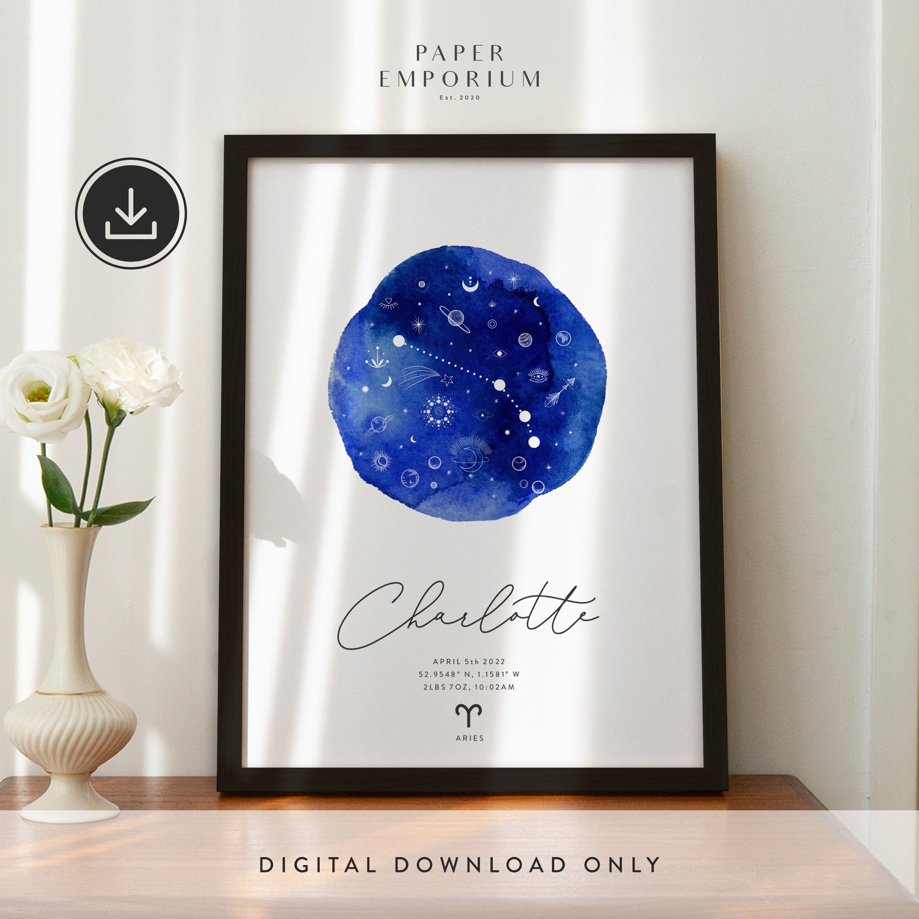 Digital Custom Zodiac Constellation Print, Star Sign Gift, Astrology ...