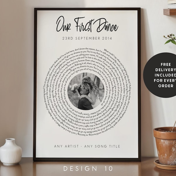 Song Lyric Print - Unser erster Tanz, Jubiläumsgeschenk, Verlobung Print, Für Frau, Benutzerdefinierte Lyric Print, personalisierte Song Print, Geschenk