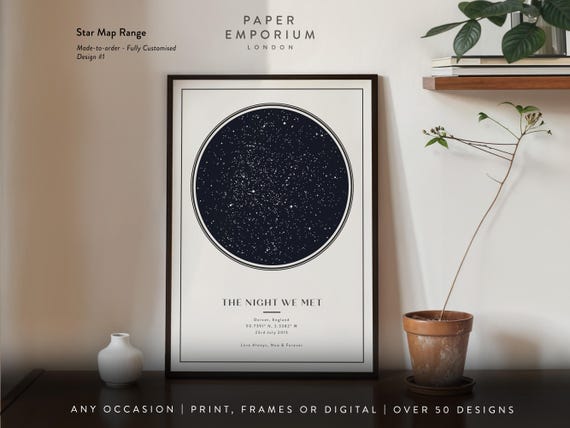 Personalised Star Map Print, Night We Met Gift, Custom Night Sky Print, Star Map Poster, Anniversary Gift, Wedding Gift, Constellation Print