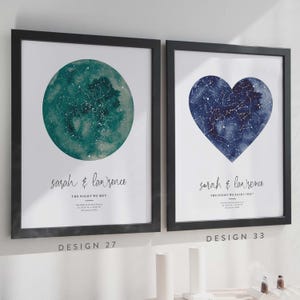 Gepersonaliseerde print nachtelijke hemel, aangepaste sterrenkaart poster, Night We Met verjaardagscadeau, huwelijkscadeau, sterrenbeeld print, locatiecadeau afbeelding 6