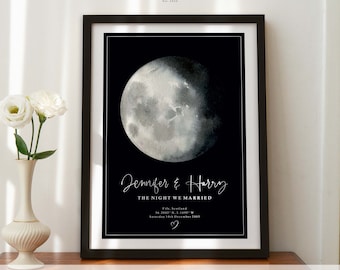 Framed Custom Moon Print, Gift for Wife or Couple, Custom Date Moon Prints, Personalised gift, Custom Family Gfit, wall decor, Family #277