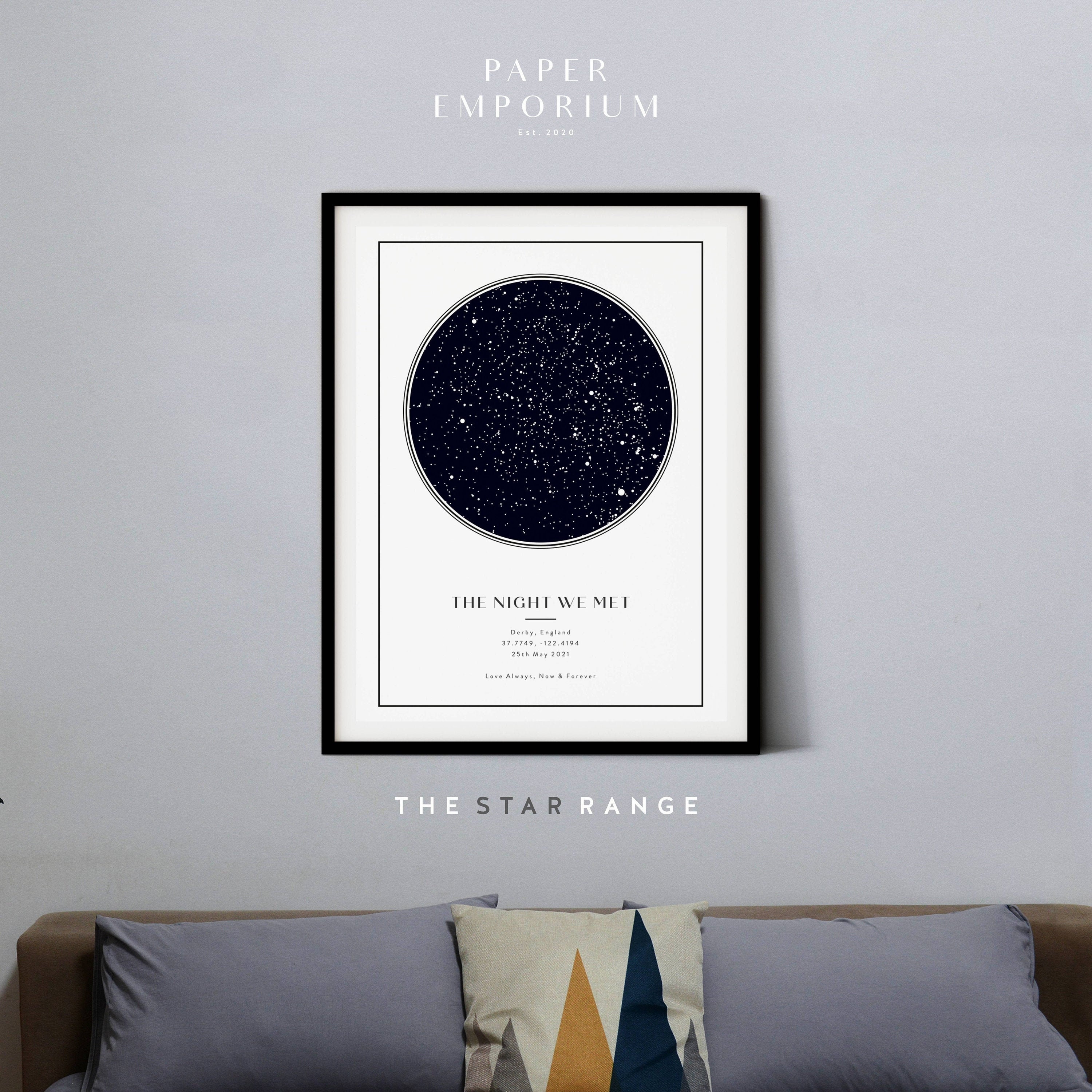 Custom Star Map Print, Night We Met Anniversary Gift, Night Sky Print, Star Map Poster, Wedding Gift, Constellation Print, Personalised #001
