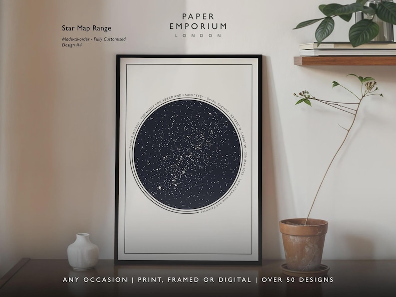 Gepersonaliseerde print nachtelijke hemel, aangepaste sterrenkaart poster, Night We Met verjaardagscadeau, huwelijkscadeau, sterrenbeeld print, locatiecadeau afbeelding 18