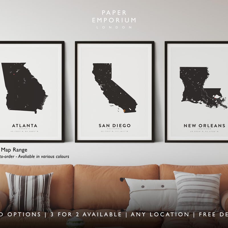 Custom State Map - Etsy
