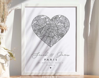 Personalised Heart Map - Valentines Gift, Map Prints Any Location, City Print, Town Map, Love Map Print, Map Gift, Map Prints Poster #135