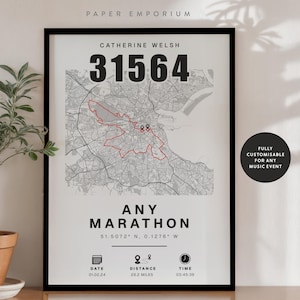 Personalisierter Marathon Map Print: Individuelles Finisher Geschenk für Dublin oder jedes Rennen