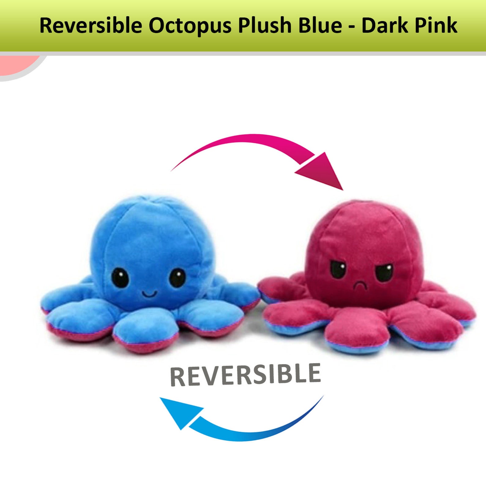 Octopus Plush Reversible Flip Stuffed Toy Soft Animal Gift Etsy