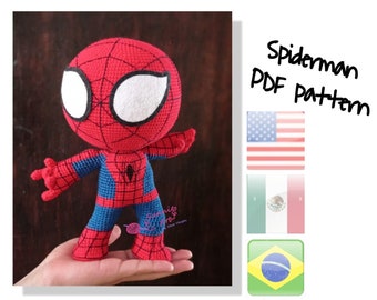 PDF amigurumi crochet pattern - cute spiderman chibi