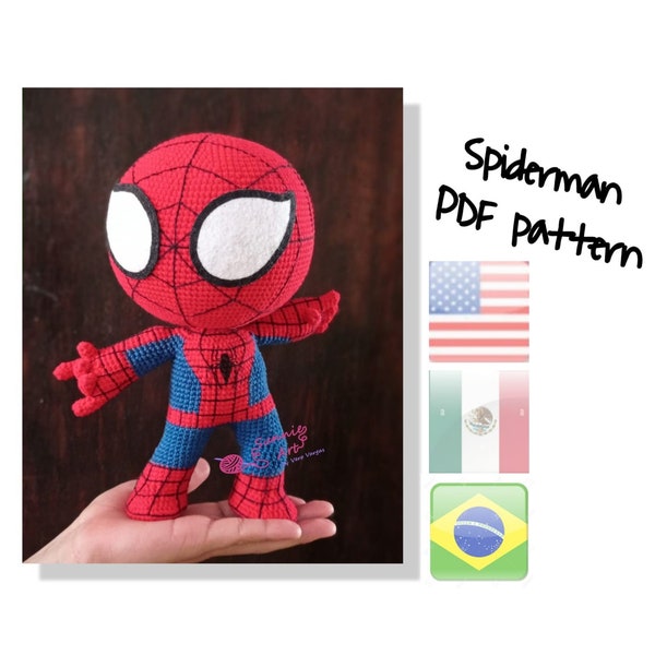 PDF amigurumi crochet pattern - cute spiderman chibi