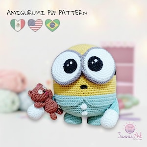 minion bob in pijamas PDF amigurumi crochet pattern