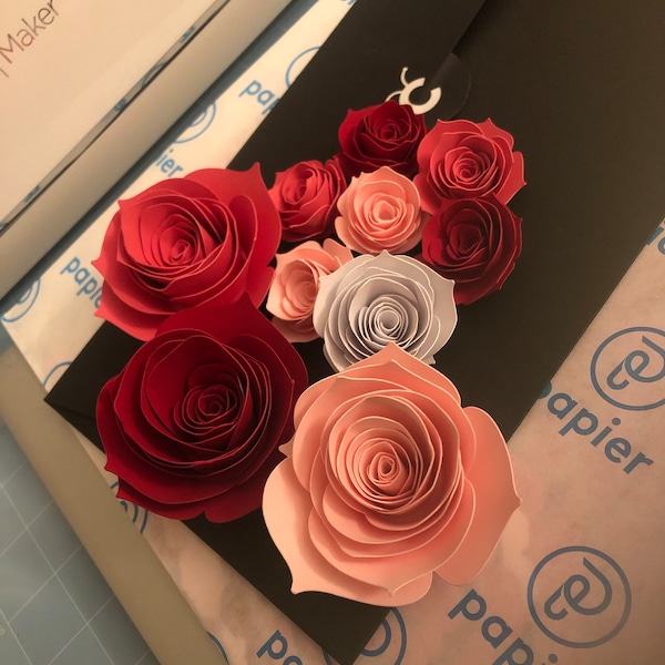 SVG Plantilla de flor de papel - Plantilla de rosa 3D. Flor de papel, Flor imprimible, descarga instantánea, uso comercial. Archivos Svg, Png y Jpg