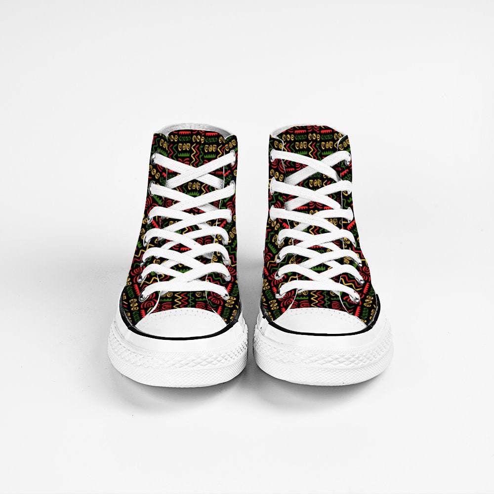Kente African Pattern Print Sneaker Shoes For Men Women