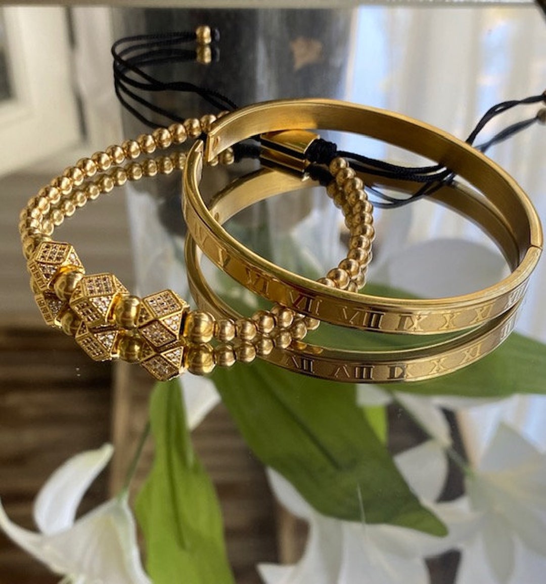 4 Stück 18K Vergoltes Elstahl Armband Mit Zirkonia Steinen