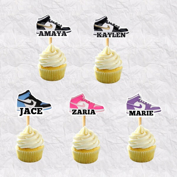Personalized Sneaker Cupcake Toppers, Shoe Birthday Cupcake Toppers, Sneaker party decorations, sneakerhead party