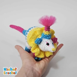 Pan Mini Baby Clown Opossum Possum crochet pattern by Nichet Crochet