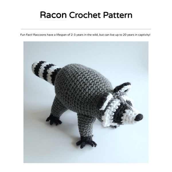 Raccoon Crochet Pattern, English PDF digital download (read item details)