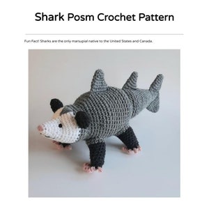 Shark Opossum Crochet Pattern, English PDF digital download (read item details)