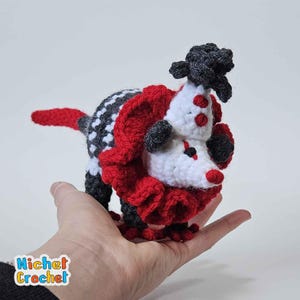Goth Mini Baby Clown Opossum Possum crochet pattern by Nichet Crochet