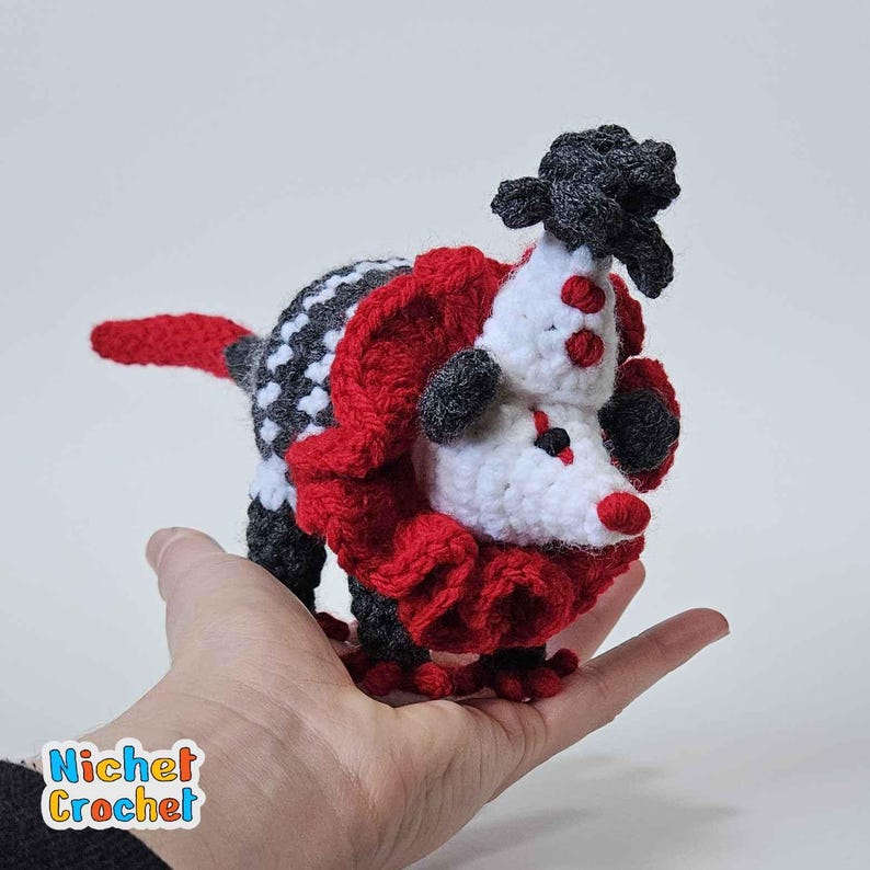 Goth Mini Baby Clown Opossum Possum crochet pattern by Nichet Crochet
