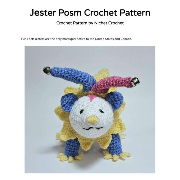 Jester Opossum Crochet Pattern, English PDF digital download (read item details)