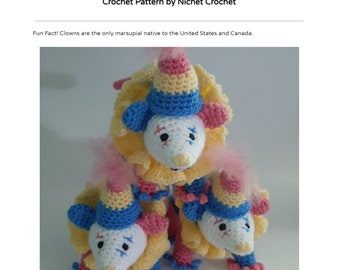 Clown Opossum Crochet Pattern, English PDF digital download (read item details)