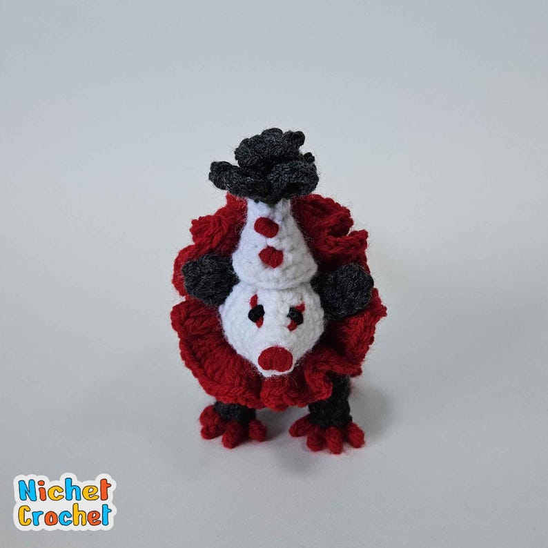 Goth Mini Baby Clown Opossum Possum crochet pattern by Nichet Crochet
