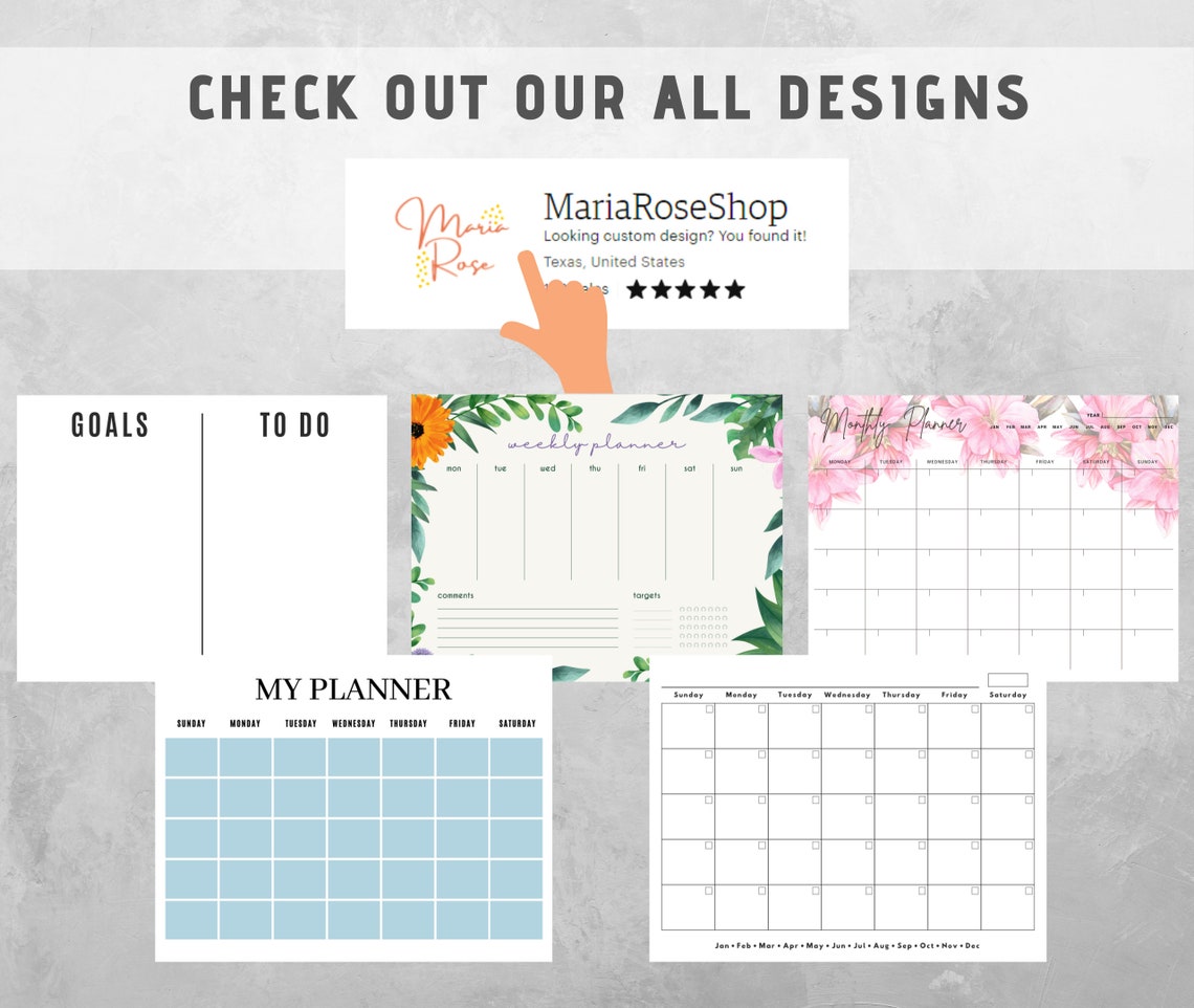 PRINTABLE Monthly Calendar A3 Monthly Weekly Calendar | Etsy