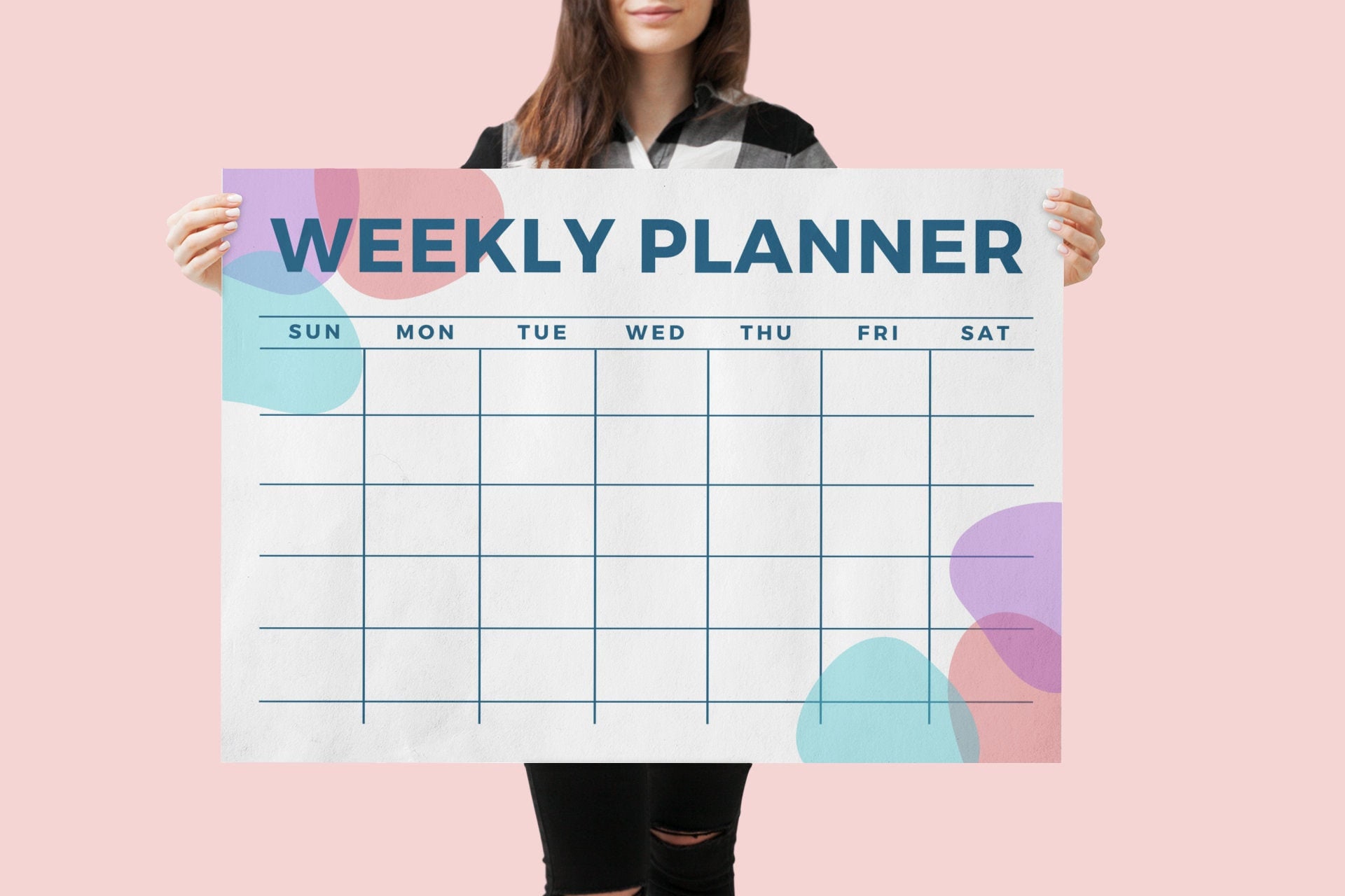 COLORFUL Weekly Calendar A3 Monthly Weekly Planner Printable | Etsy