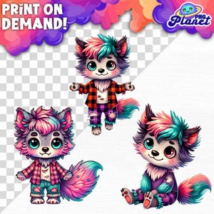 Werewolf kids Bundle Sublimation PNG Halloween Clipart Cute Halloween PNG Transparent Halloween PNG Digital Download Cute kid halloween
