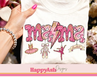 Mamá bailarina PNG Diseño de camiseta de mamá bailarina rosa Mamá ballet Sublimación PNG Uso comercial Mamá deportista Gráfico Descarga instantánea