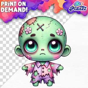 Cute baby Zombie  Watercolor Clipart Halloween Zombie Clipart Cute Halloween PNG Transparent Halloween Clipart Cute Zombie boy PNG