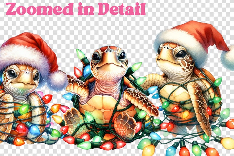 Zeeschildpad kerst PNG Schattige kerstman schildpad sublimatie feestelijke vakantie Digitale download voor shirts mokken Ambachten Stickers en meer afbeelding 4