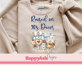 Raised on 90s Decor PNG, Vintage Goose Thrifting Design, Retro Thrift Store PNG, Funny Thrifter Shirt Sublimation 90s Retro Thrift