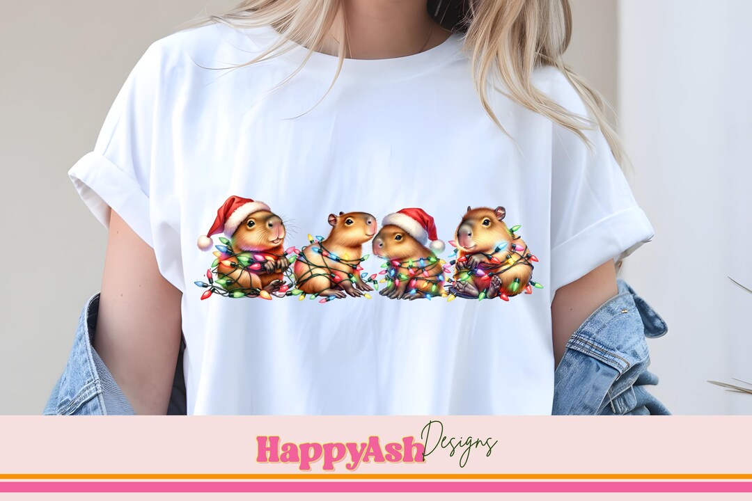 Cute Capybara Christmas PNG, Holiday Animal Clipart With Santa Hat ...