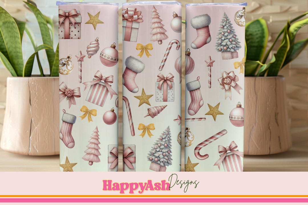 Pink Christmas 20 Oz Skinny Tumbler Sublimation Design Digital Download ...