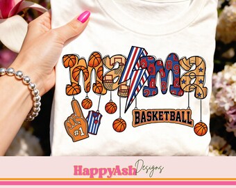 Basketball Mama PNG Sport Mom Lightning Bolt Design Kommerzielle Nutzung Basketball Shirt Design Sublimation PNG für T-Shirts & Becher
