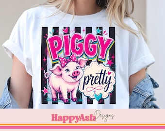Schweinchen ziemlich PNG, süße Schwein-Shirt-Grafik, rosa Farm Animal Sublimation Design, Retro Country Schwein digitaler Download