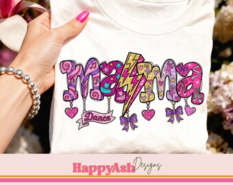 Tanz Mama PNG Pink Tanz Mama Shirt Design Ballett Mama Sublimation PNG Kommerzielle Nutzung Sport Mama Grafik Sofort Download